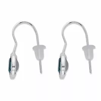 Oval-Cut Bezel-Set Crystal Silvertone Earrings 3/4"