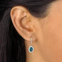 Oval-Cut Bezel-Set Crystal Silvertone Earrings 3/4"