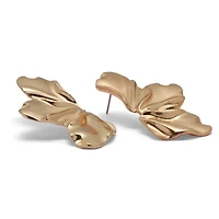 Goldtone Sculptural Floral Drop Earrings, 50x26mm