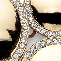 Crystal Goldtone Halo Disc Button Earring and Bib Necklace Set 20"-22.5"