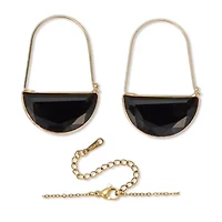 Black Crystal Goldtone Geometric Necklace and Earrings Set