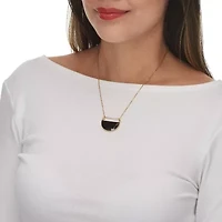 Black Crystal Goldtone Geometric Necklace and Earrings Set