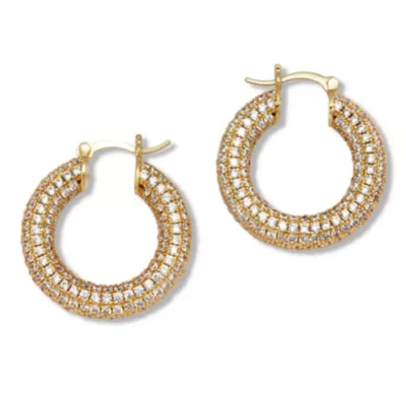 Round Crystal Goldtone Hoop Earrings