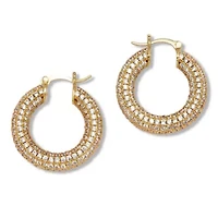 Round Crystal Goldtone Hoop Earrings