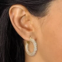 Round Crystal Goldtone Hoop Earrings
