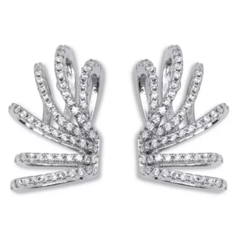 .87 TCW Platinum-Plated Cubic Zirconia Fanfare Drop Earrings
