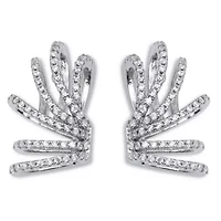 .87 TCW Platinum-Plated Cubic Zirconia Fanfare Drop Earrings
