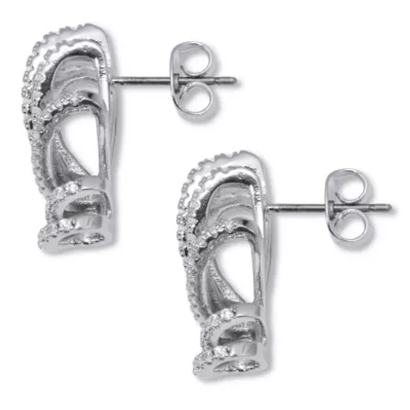.87 TCW Platinum-Plated Cubic Zirconia Fanfare Drop Earrings