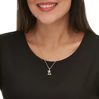 .56 TCW Pear Cut CZ Silvertone Dog Pendant Necklace 18 to 20-inch