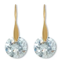 12 TCW Round Cubic Zirconia 18k Yellow Gold-Plated Drop Earrings