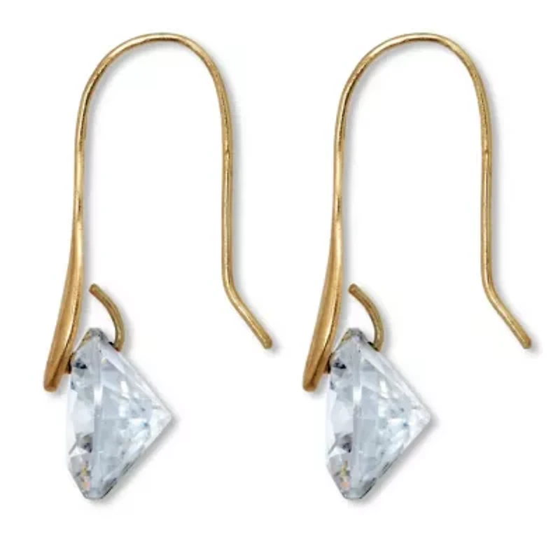 12 TCW Round Cubic Zirconia 18k Yellow Gold-Plated Drop Earrings