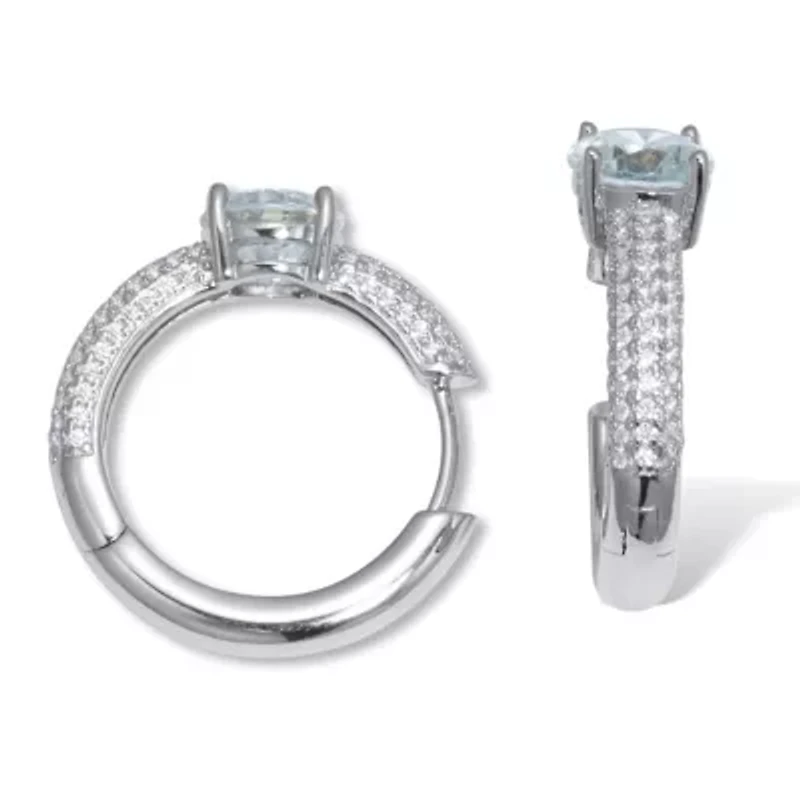 3.70 TCW Round Cubic Zirconia Silvertone Huggie Earrings