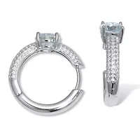 3.70 TCW Round Cubic Zirconia Silvertone Huggie Earrings