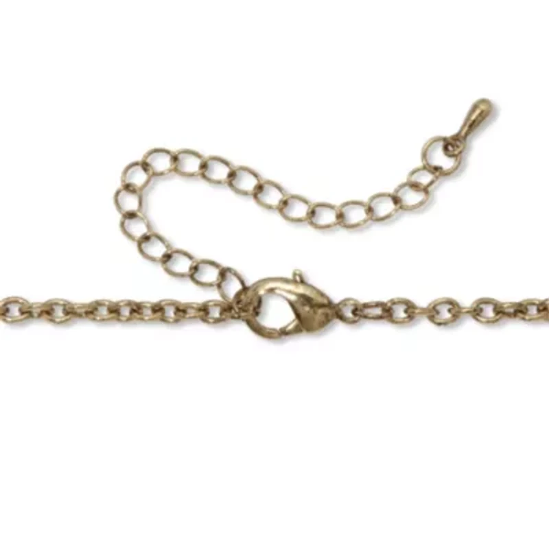 Antiqued Goldtone Sun Moon Stars Magnifying Glass Pendant Necklace 18 inch