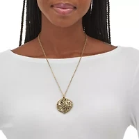 Antiqued Goldtone Sun Moon Stars Magnifying Glass Pendant Necklace 18 inch