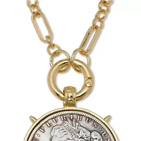 Morgan Silver Dollar Goldtone Coin Replica Necklace 24 inches
