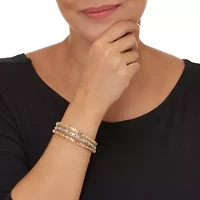 Textured Goldtone and Silvertone Cuff Bracelets 6 inch, 3-Piece Set