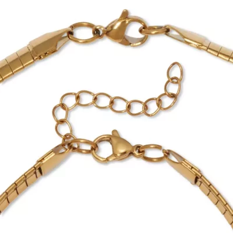 Omega Yellow Gold Ion-Plated Stainless Steel Chain Necklace Set 18 inch