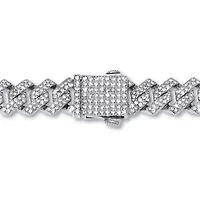 Round Crystal Silvertone Link Necklace 24-inch