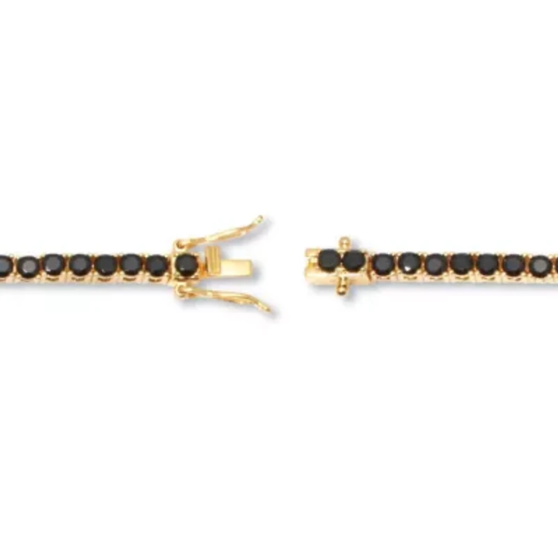 5.9 TCW Round Black Cubic Zirconia 14k Gold-Plated Tennis Bracelet 7 3/4-inch