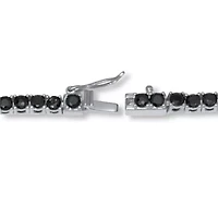 Round Black Cubic Zirconia Platinum-Plated Tennis Necklace 18-inch