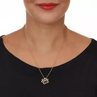 .97 TCW Round Black Cubic Zirconia 14k Gold-Plated Paw Print Necklace 18 inch