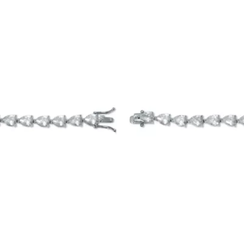 17.04 TCW Pear-Cut Cubic Zirconia Silvertone Tennis Bracelet 7-inch