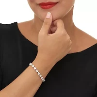 17.04 TCW Pear-Cut Cubic Zirconia Silvertone Tennis Bracelet 7-inch