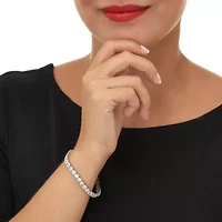 14.80 TCW Princess Cut Cubic Zirconia Silvertone Tennis Bracelet 7-inch