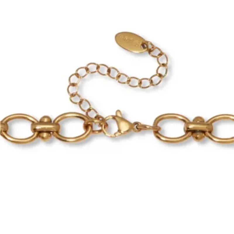 Round Yellow Gold Ion-Plated Stainless Steel Link Necklace Set, 18 to 20-inch