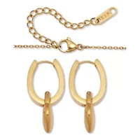 Heart Yellow Gold Ion-Plated Stainless Steel Pendant Necklace Set 18 inch