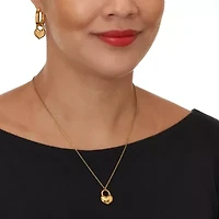 Heart Yellow Gold Ion-Plated Stainless Steel Pendant Necklace Set 18 inch