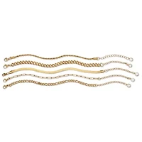 Link Goldtone Bracelets 7 inch length plus 2 inch extension, 5-Piece Set