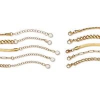 Link Goldtone Bracelets 7 inch length plus 2 inch extension, 5-Piece Set