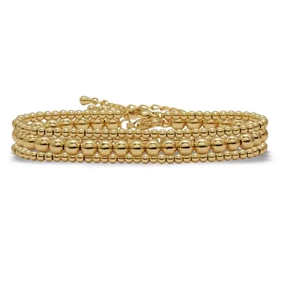 Ball Bead Goldtone Bracelets 7-inch length plus 2-inch extension, 3-Piece Set