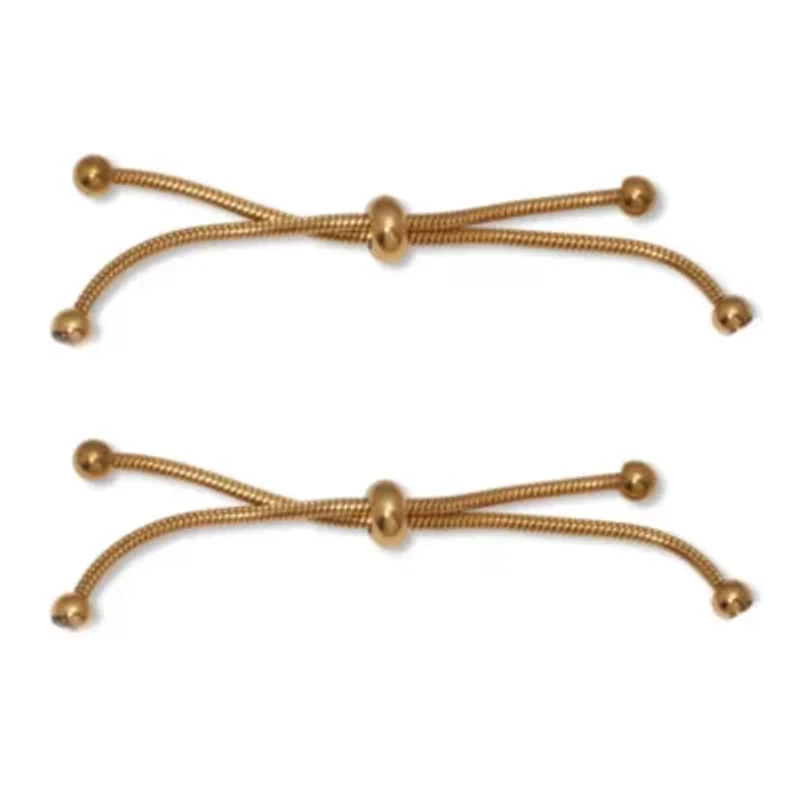 Round Crystal Gold Ion-Plated Stainless Steel Beaded Bracelet Set 7-inch