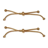 Round Crystal Gold Ion-Plated Stainless Steel Beaded Bracelet Set 7-inch