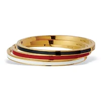 Enamel Gold Ion-Plated Stainless Steel Bangle Bracelets 7-inch, 3-Piece Set