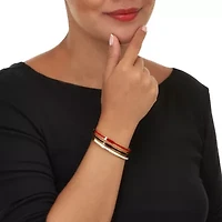 Enamel Gold Ion-Plated Stainless Steel Bangle Bracelets 7-inch, 3-Piece Set