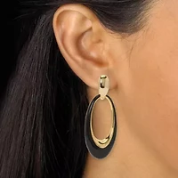 Drop Yellow Gold Ion-Plated Stainless Steel Enamel Earrings, 2-Pair Set