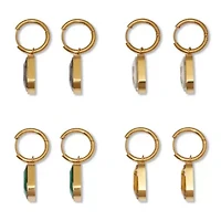 Emerald Cut Crystal Yellow Gold Ion-Plated Stainless Steel Drop Earrings Set
