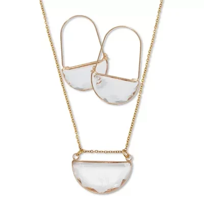 Crystal Half Moon Goldtone Necklace and Earring Set