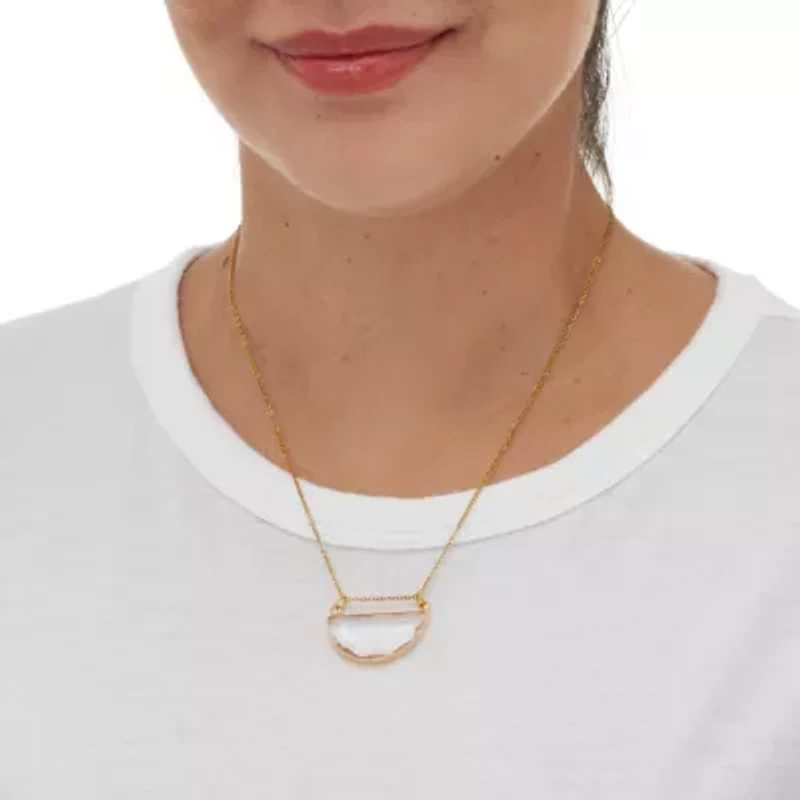 Crystal Half Moon Goldtone Necklace and Earring Set