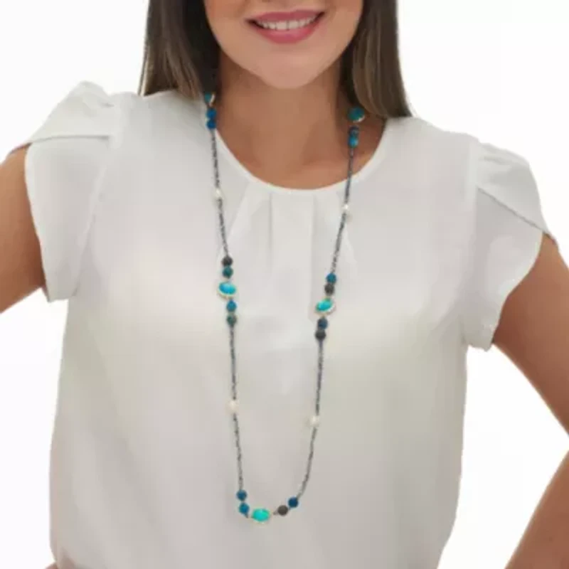 Simulated Blue Opal Necklace and Earring Set