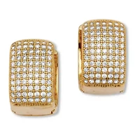 Crystal Micro-Pave Style Goldtone Huggie Earrings