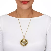 Butterfly Magnifying Glass Goldtone Pendant Necklace 24-inch