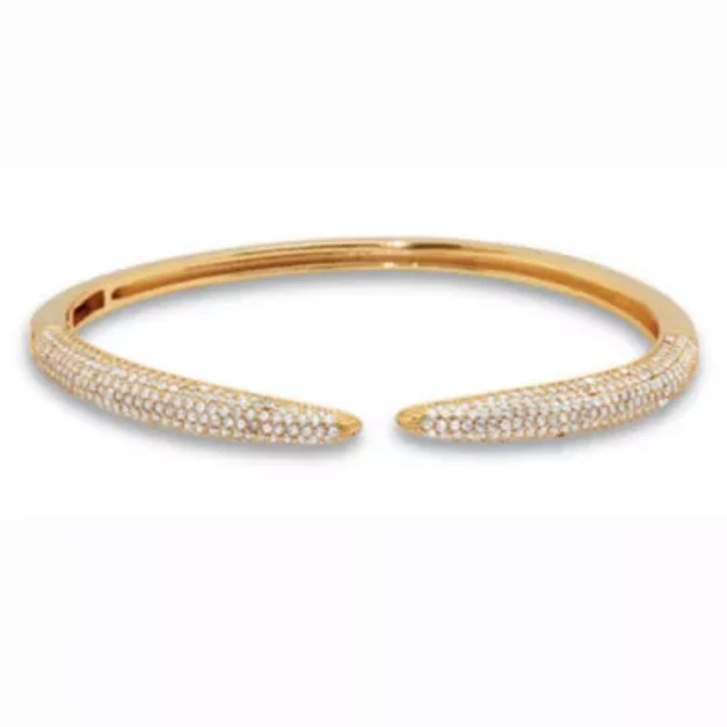 Crystal Cuff Bangle Yellow Goldtone Sleek Bracelet 7-inch