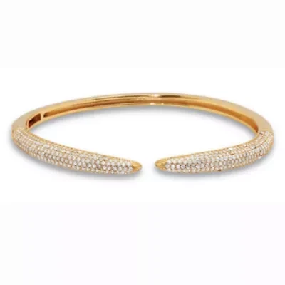 Crystal Cuff Bangle Yellow Goldtone Sleek Bracelet 7-inch