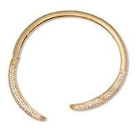 Crystal Cuff Bangle Yellow Goldtone Sleek Bracelet 7-inch