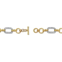 Crystal Yellow Goldtone Hammered Paperclip Link Bracelet 7.5-inch